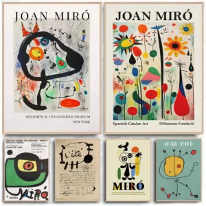 Joan Miro Abstract Art Vintage Posters Canvas Painting Print Room Home Kitchen Bar Cafe Room Wall Decor