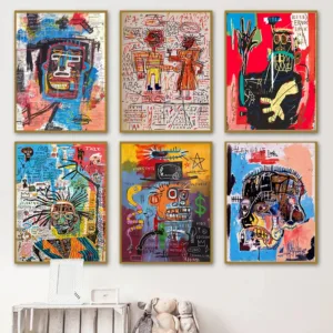 Graffiti Artist Jean Michel Abstract Canvas Art Poster and Print Canvas Paintings on The Wall for Living Room Home Decor Picture