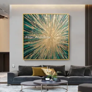 Arthyx,100% Handpainted Abstract Golden Sun Oil Paintings On Canvas,Modern Large Art Poster,Wall Pictures,Living Room Home Decor