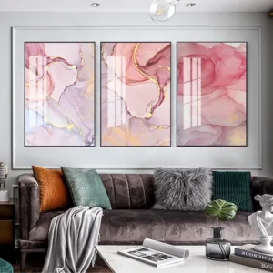 Nordic Colorful Golden Scandinavian  Modern Abstract Canvas Painting Wall Art Print Pictures for Living Room Home Decor