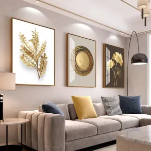 3PCS,Modern Luxury Golden Wall Art ,Printed Canvas Decorative Picture,Poster For Living Room Bedroom Office Decor,No Frame