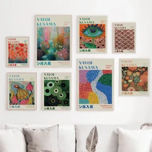 Yayoi Kusama Modern Poster Japanese Op Art Design Abstract Prints Canvas Painting Wall Art Pictures Home Living Room Decoration