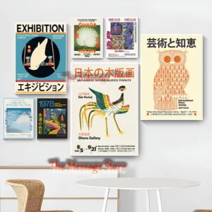 Japanese Art Exhibition Geometric Abstract Colorful Ukiyo-e Exhibition Report Poster Canvas Painting Wall Pictures Home Decor