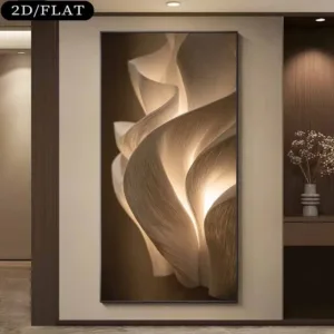 2D Flat Large Modern Abstract Golden Canvas Wall Art - Frameless Neutral Muted  Canvas Prints for Elegant Living Room Decortions