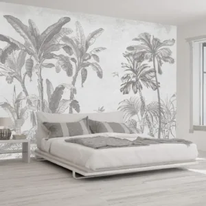 Bohemian Tropical Jungle Palm Leaf Tapestry Wall Mural Monochrome Botanical Print Art Decoration for Home Decor Room Living Bedr