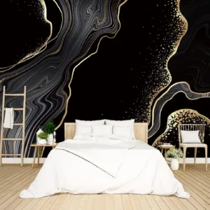 Luxurious Abstract Gold Swirl Tapestry Wall Hanging Modern Marble Art Mural Backdrop for Bedroom Living Room Home Decoration Can