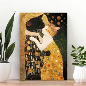 Klimt Cat Poster Tree of Life Art Prints Golden Cat Love Art Romantic Wall Decor Cat Canvas Painting Decor Valentine's Day Gifts