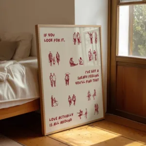Love actually is all around Canvas Prints Dorm Room Aesthetic Wall Art Small People Art Tiny Humans Walking Printable Poster