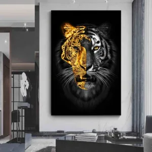 Modern Abstract Gold Black Tiger Wall Art Canvas Painting for Living Room  Home Decor Pictures Posters and Prints