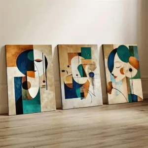 3pcs Vintage Abstract Canvas Painting Printed Retro Abstract Wall Art Posters Artwork for Gifts Bedroom Living Room Home Decor