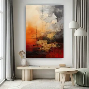 Abstract Gold Foil Wall Art, Modern Sunset & Neutral Canvas Prints, Luxury Living Room Decor
