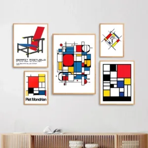 Classic Abstract Wall Art Bauhaus Mondrian Geometry HD Canvas Print Poster Home Living Room Bedroom Decoration Painting