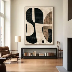 Abstract Minimalism Wabi-Sabi Style Art Poster Print Beige Brown Line Texture Wall Canvas Painting Modern Living Room Home Decor