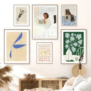 1pc frameless Abstract Girl Book Daisy Flower Fruits Geometry Posters Prints Canvas Painting Minimalist Wall Art Pictures Livin