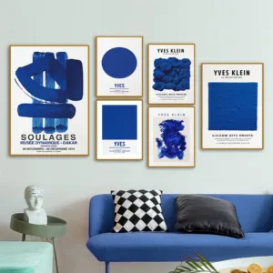 Yves Klein Blue Soulages Circle Abstract Canvas Wall Art Nordic Living Room Decor Poster Print Modern Geometric Circle Design