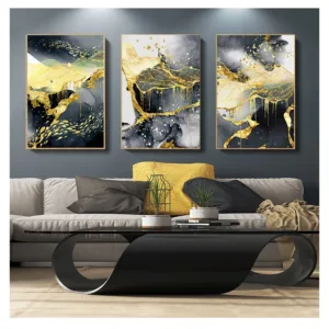 White Abstract Painting Canvas Poster Print Nordic Decoration Wall Art Picutre Modern Home Decor Contemporary Art Golden Black