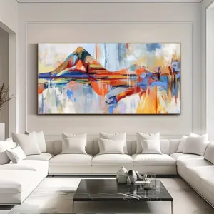1pc Abstract Mountain Landscape Canvas Print, Frameless Modern Wall Art, Colorful Texture Painting, Mi