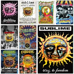 S-Sublime Classic Band Poster Removable Wall Sticker Self Adhesive Art Mural Home Office Living Room Dining Room Wall Decor
