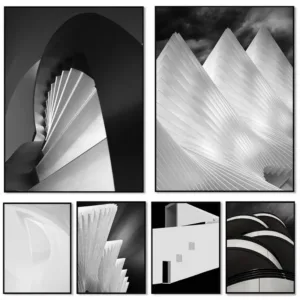 Modern Geometric Architecture Spiral Staircase Extended Space Photography Poster Canvas Painting Wall Art Pictures Home Decor