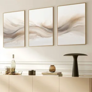 Golden Beige Abstract Art Prints Poster Modern Minimalist Brush Strokes Nordic Canvas Painting Wall Pictures Living Room Decor