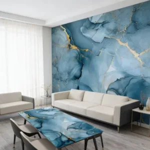 Gold Blue Marble Pattern Self-adhesive Wallpaper for Home Decoration Background Wall Personalized and Fashionable Wallpaper