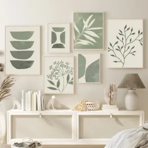 Plant Leaves Rainbow Geometry Abstract Boho Wall Art Canvas Painting Nordic Posters & Prints Wall Pictures For Living Room Decor