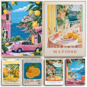 Capri Lemons Wall Art La Dolce Vita Poster Canvas Print Painting Bedroom Study Studio Living Room Home Decor