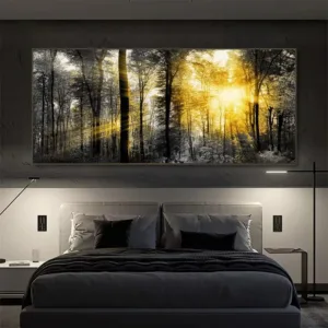 Golden Sunrise Landscape Canvas Painting  Modern Minimalist Wall Art Poster for Living Room  Bedroom Decor  Home Decor Prints