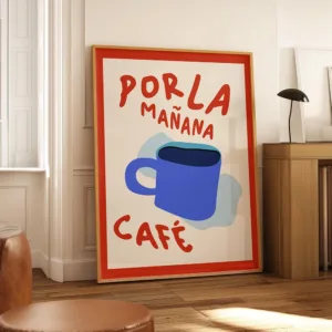 Por La Mañana Cafe Print and Poster Homely Vintage Style Wall Art, Trendy Coffee Pictures Wall Decoration Canvas Painting Gifts
