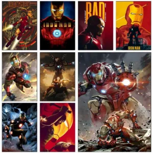MINISO Iron Man Movie Poster Removable Wall Sticker Self Adhesive Art Mural Home Office Living Room Dining Room Wall Decor