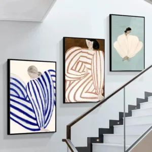 Abstract Line Geometry Curve Girl Posters Modern Classic Vintage Poster Wall Art Retro Canvas Ptint Painting Living Room Decor