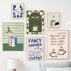 Funny Coffee Diver Art Poster New Wave Kitchen Tea Bar Wall Art Decoration Coffee Shop Wall Decor Home Office Decor Perfect Gift