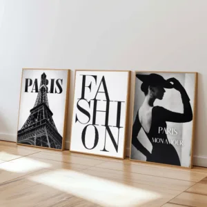 Paris Fashion Wall Art Eiffel Tower Poster Black White Chic Canvas Painting Print Fashion Picture for Living Room Home Decor