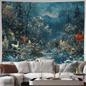 Luxurious Vintage Style Fantasy Forest Deer Woodland Tapestry Wall Hanging Art Print 180x280cm Home Decor