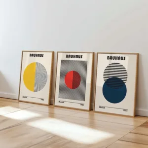 1/3pcs Bauhaus Geometric Canvas Poster Mid-century Retro Bauhaus Art Digital Wall Art Printing for Modern Living Room Home Decor