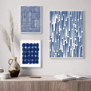 Blue Line Dot Flower Poster Minimalist Watercolor Canvas Painting Print Wall Art Picture for Living Room Home Decor Cuadros