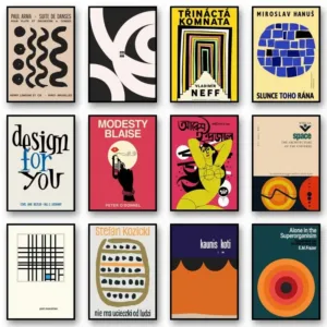 Minimalist Vintage Book Cover Illustration Art Poster Print Mid Century Posters Graphics Poster for Home Living Room Decor