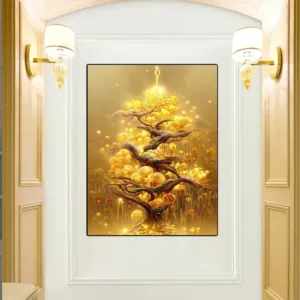 Classic Abstract Wall Art Luxury Lucky Golden Money Tree HD Canvas Print Poster Home Living Room Bedroom Decorative Painting