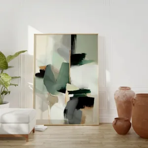 Nordic Minimalist Boho Green Gold Abstract Canvas Wall Art Geometric Print Poster Living Room Bedroom Sofa Background Home Decor