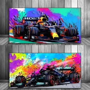 Modern Popular Colorful Canvas Painting, Race Car F1, Wall Art, Graffiti Posters, Picture for Living Room, Home Decor