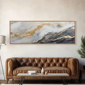 1pc Abstract White and Golden Marble Canvas Print Wall Art, Unframed Large Modern Decorative Poster for Living Room, Bedroom, Ba