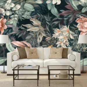 Customized Mural Modern Plant Rose Flower Wallpaper Living Room TV Background Wall Painting Light Luxury French Plant Wallpaper