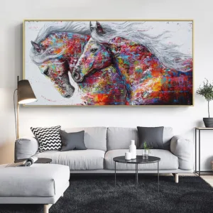 Animal Art Two Running Horses Canvas Painting Wall Art Pictures For Living Room Modern Abstract Art Prints Posters