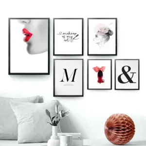 SURE LIFE Fashion Makeup Girl Decorative Canvas Paintings Letters Wall Art Pictures Posters Prints Living Room Home Wall Decor