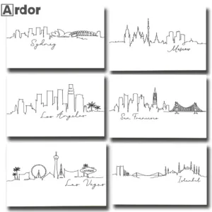 Geometric Low Poly Map of World Canvas Art Print Abstract Londres New York Poster Painting Black White Wall Pictures Home Decor