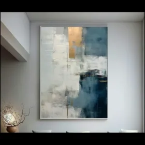 Gold  Navy Blue Abstract Modern Art Painting with Brush Strokes Minimalist Digital Wall Decor  Poster Prints Decor  T