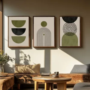Canvas Painting Abstract  Artwork for Home & Office Decor- Boho Print Modern Mid- Century Style Geometric Line Art Gift Poster