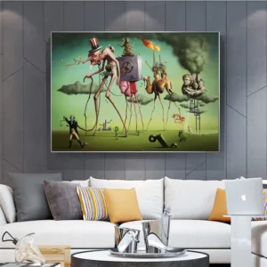 Salvador Dali "The American Dream" Abstract Canvas Paintings Wall Art Picture for Living Room Home Decor (No Frame)