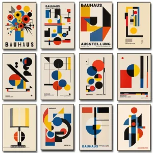 Modern Minimalist Bauhaus Geometric Lines Poster Abstract Bouquet Prints Canvas Painting Wall Art Picture Living Room Home Decor
