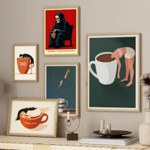 Funny Coffee Art Vintage Posters Canvas Painting Print Room Home Kitchen Bar Cafe Room Office Wall Decor